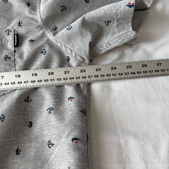Molokai Surf Co Men's Allover Boat & Anchor Short Sleeve Button Shirt Gray Large - Picture 10 of 13